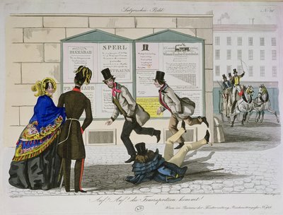 Forza! I pompieri stanno arrivando!, inciso da Geiger, pubblicato a Vienna, c.1820 da Cajetan